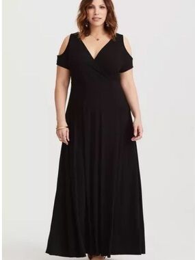 Torrid Black Cold-Shoulder Maxi Dress